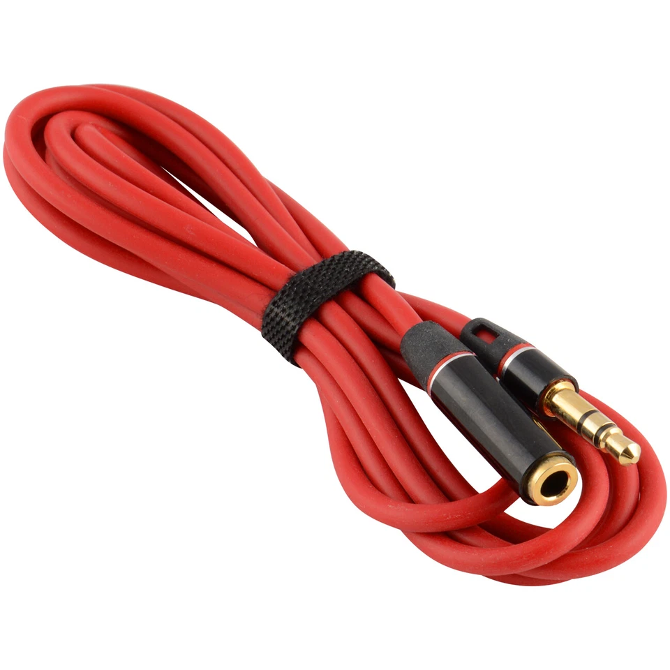 Cable de extensión de auriculares auxiliar de audio estéreo de 3,5 mm 1/8" M/F 4 pies rojo Foto 1 de 1