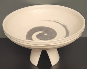 VINTAGE Studio Art Pottery Centerpiece Tripod Pedestal Bowl MCM Moon Glaze 8"x5" - Picture 1 of 16