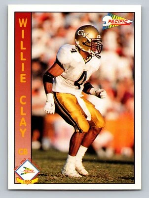 Willie Clay RC Rookie 1992 Pacific #330 Georgia Tech Yellow Jackets - Image 1 of 2