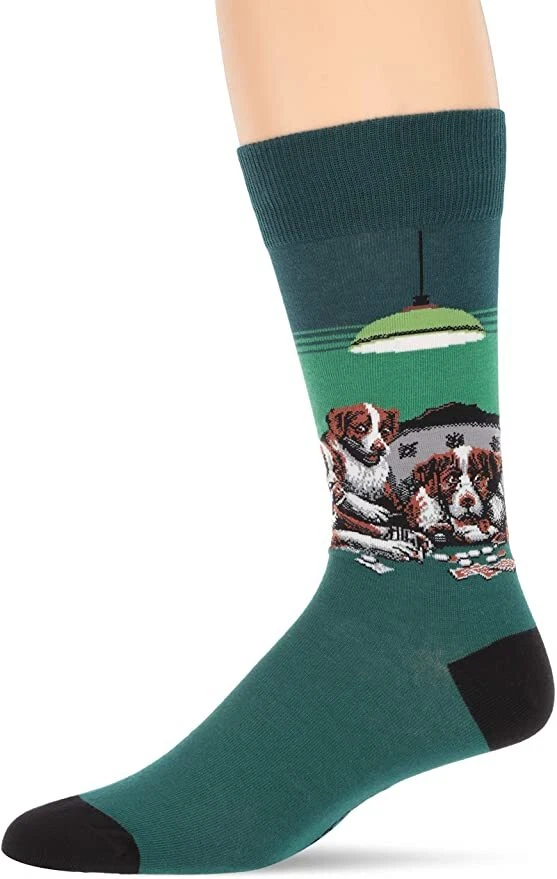 Hotsox Mens Poker Game Socks, Green, 1 Pair, Mens Shoe Size 6-12.5 - Image 1 of 1