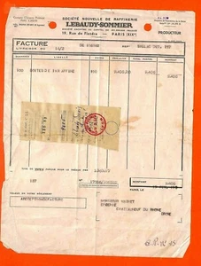 PARIS (19°) RAFFINERIE LEBAUDY-SOMMIER / MAGNET CHATEAUNEUF-DU-RHONE / FACTURE - Picture 1 of 1