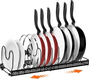 Expandable Pot & Pan Organizers Rack, 10+ Pans & Pots Lid Organizer Rack Holder - Picture 1 of 7