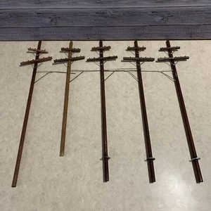 Vintage O Scale Wooden Telephone Poles Lot (5)For Model Train Set Lionel C3 - Picture 1 of 16