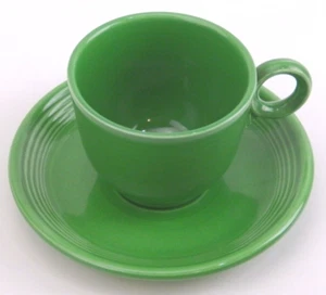 Vintage Fiesta Ware Homer Laughlin mittelgrüner Ring Tasse & Untertasse Set SCHÖN! - Bild 1 von 4