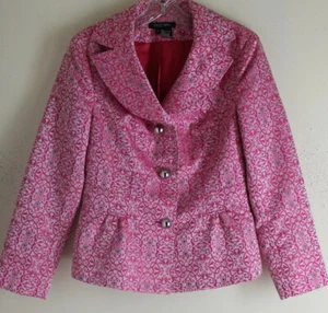 Etcetera -Sz 6 Pink Fantasy Polished Fantastic Brocade Very Rich Blazer Jacket - Picture 1 of 7