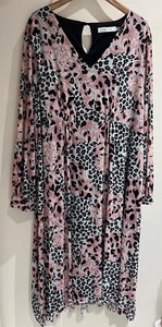 Together Dress Size 28 Printed Mesh Long Sleeve Fit Flare Midi Stretch Party - Picture 1 of 11