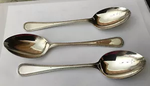 3 X Beaded Bead Edge 22cm EPNS A1 Silver Plated Table Serving Spoons Cutlery - Picture 1 of 5