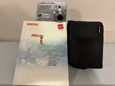 Pentax Optio E10 6MP Digital Camera 3X Optical Zoom with Manual & Case TESTED - Image 1 of 4
