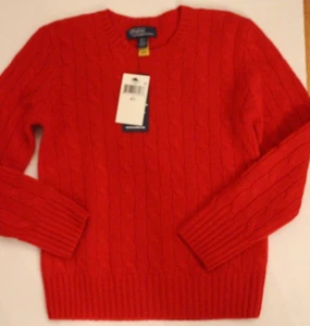 Nuevo Suéter Polo Ralph Lauren Tejido con Cable Rojo Cachemira Niños/Niñas Talla 6/7 - Imagen 1 de 2