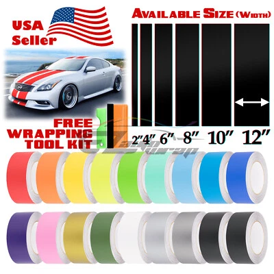 Matte Color Racing Stripes Vinyl Wrap Sticker For Infiniti G37 Stripe 25FT /50FT - Image 1 of 4