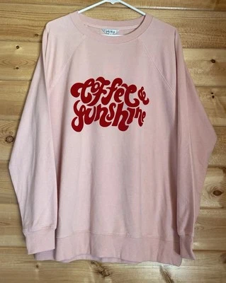 Sudadera Wildfox Mujer Talla Pequeña Café y Sol Cuello Redondo Rosa Nueva con Etiquetas Foto 1 de 4