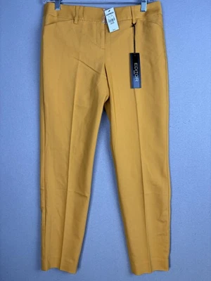Express Editor 裤子女式 2R 黄色踝直臀大腿工作办公室全新带标签 — 第 1/4 张图片