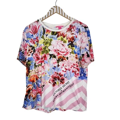 VICTORIA'S SECRET x Mary Katrantzou Camisa Mujer Grande Floral Rayas Camiseta Top Foto 1 de 4