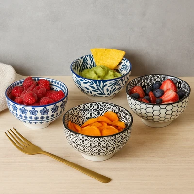 Porcelain Ceramic Dessert Bowls Soup Cereal Dinnerware Dishwasher Safe Gift Set - Image 1 of 4