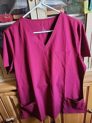 Large,  Polyester blend Wine-Colored, unisex Scrub Top - Image 1 of 3