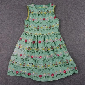 Mini Boden Dress Girls 8 9 Years Green Fairy Floral Sleeveless Summer Linen - Picture 1 of 14