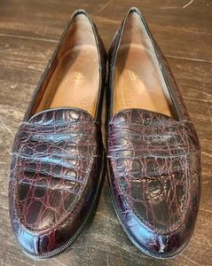 Harold Powell Loafers Slip On Shoes Brown Crocodile Pattern Men's Size 11 M - Picture 1 of 8