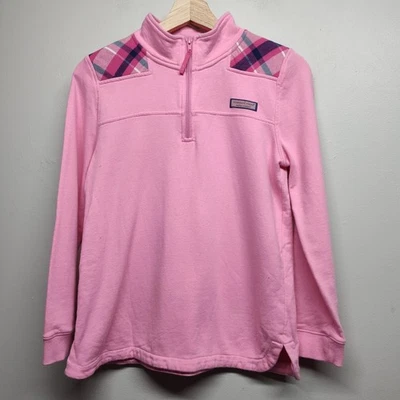 Suéter feminino Vineyard Vines tamanho G rosa gola alta 1/4 zíper feminino outono casual - Imagem 1 de 4