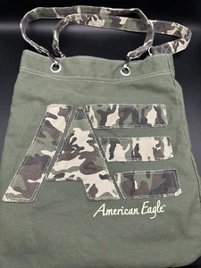 Vintage American Eagle Tote Bag Green Camouflage AE - Picture 1 of 6