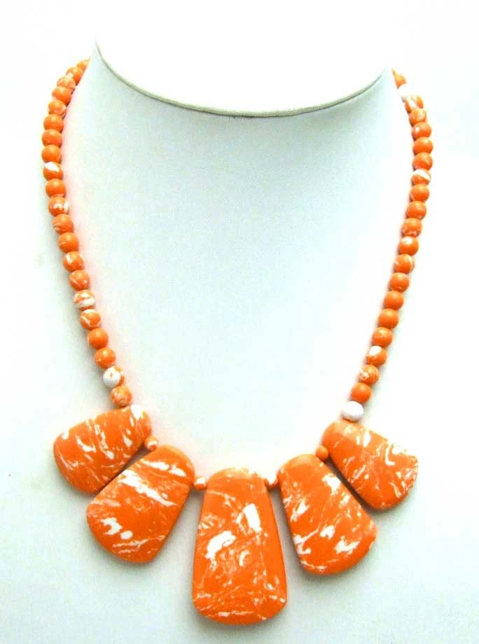 50毫米天然橙色绿松石吊坠项链女士珠宝18英寸项圈 — 第 1/4 张图片