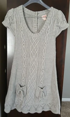 VESTIDO SUÉTER MOSSIMO Supply Co Gris Plata Tejido Pullover XS XSm XS PEQUEÑOS Botones Foto 1 de 4