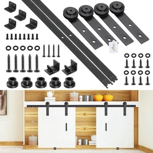 4 Ft 5 Ft Mini Sliding Single Barn Door Hardware Roller Track Kit Cabinet Closet - Picture 1 of 11