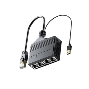 1 to 4 Socket RJ45 Ethernet Cable LAN Network Internet Splitter Adapter 1:4 - Afbeelding 1 van 13