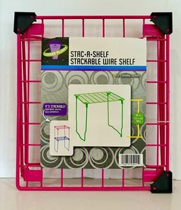 Locker Planet Stac-A-Shelf 10” Tall Pink Wire Stackable Locker Shelf - Picture 1 of 2