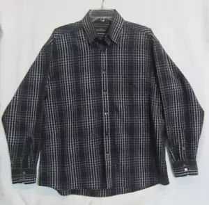 Mens Bugatchi Uomo Black White Plaid Long Sleeve Button Down Shirt Size L - Picture 1 of 10