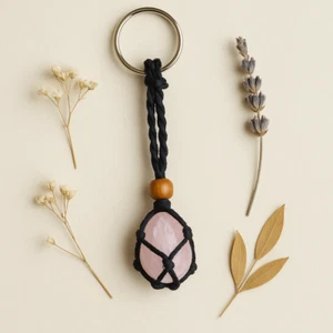 Rose Quartz keyring real crystal keyring healing crystal lover gift - Picture 1 of 3
