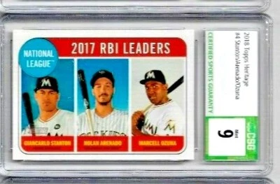 2018 Topps Heritage Stanton/ Arenado/ Ozuna 2017 RBI LDRS CSG 9  - Image 1 of 2