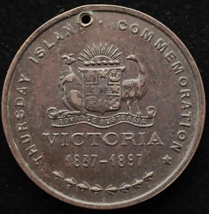 KAPPYSCOINS G8111 THURSDAY ISLAND 1837 1897 QUEEN VICTORIA COMMEMERATIVE MEDAL - Picture 1 of 2