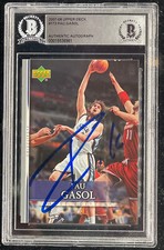 Pau Gasol "HOF" 2007-08 Upper Deck #173 Signed Rookie Card Beckett BAS BGS (RC)