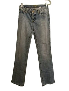 Cruel Girl Low Rise Slim Button Fly Jeans Sz 03 XLong Denim Light Wash Distress - Picture 1 of 13
