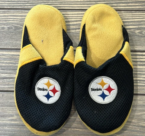 Pittsburgh Steelers Black Yellow Kids Slippers Size Large 5 - 6 Cover