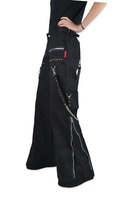 Rare Tripp NYC Bondage Baggy Goth Rave Grunge Red Rhinestone Black Pants AF3622 - Image 1 of 4