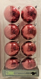 Holiday Time Eight Count Shatterproof Christmas Tree Ornaments (Red) 3 In - Picture 1 of 4