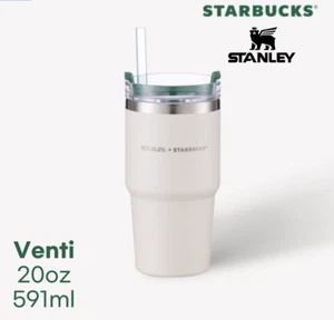 [NEW] LTD STARBUCKS + STANLEY QUENCHER TUMBLER VENTI CREAM 30 OZ 591 ML KOREA - Picture 1 of 4