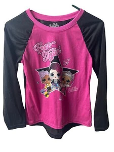 LOL Free Styling Girls Size L  Raglan Baseball Shirt Hot Pink Black Jersey - Picture 1 of 5