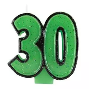 30th Birthday Glitter Candle Party Decoration 3.5" x 2.75" 30th Birthday Candle - Picture 1 of 1