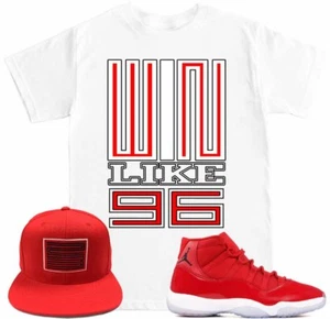 Win Like 96 Gym Red T Shirt & hat to match with Air Js 11 Retro 11 shoes - Picture 1 of 2