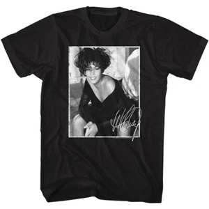 Whitney Houston Signed Black & White Photo Men's T Shirt R & B Pop Music Merch - Picture 1 of 3