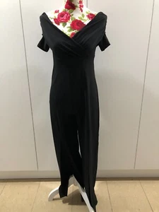 GUESS BLACK SHORT SLEEVED V-NECK JUMPSUIT SIZE 10 - Picture 1 of 8
