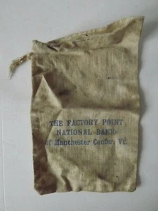 Borsa vintage The Factory Point National Bank Manchester Vermont panno deposito denaro  - Foto 1 di 6