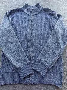 Akademiks Sweater Mens Large Blue Heathered Full Zip Artfully Crafted Cardigan - Picture 1 of 12