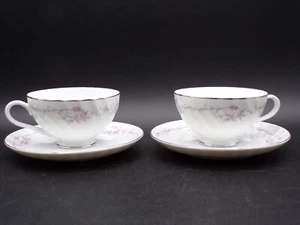 2 Set Rare Gold Standard Porcelain "Pink Rose" GST 1 2 Footed Cups 2 Saucers C25 - Picture 1 of 8