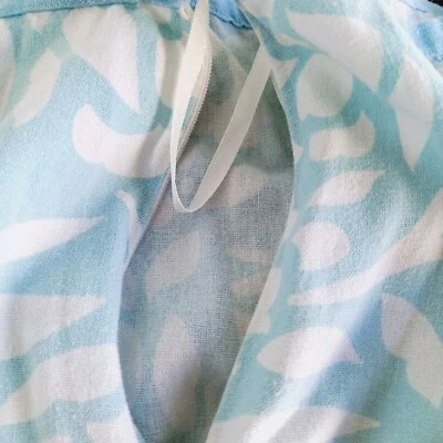 Epilogue Blue & White Linen Mix Flared A-Line 29" Long Floral Skirt Zip  Size 16 - Image 1 of 4