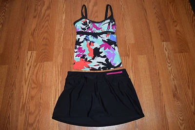 NWT Womens ZEROXPOSUR Mulberry Black Two Piece Tankini Swim Skirt Swim Suit 8 - Image 1 of 3