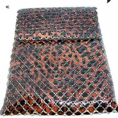 Cartera de malla marrón bicolor Whiting and Davis - necesita correa nueva Foto 1 de 4