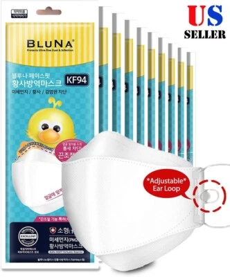 [10 pack] Authentic BLUNA KF94 Certified Mask SMALL, White *OFFICIAL US DEALER* - Image 1 of 4